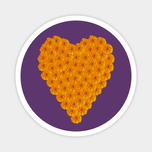 Floral Heart of Marigolds with Back Print Magnet